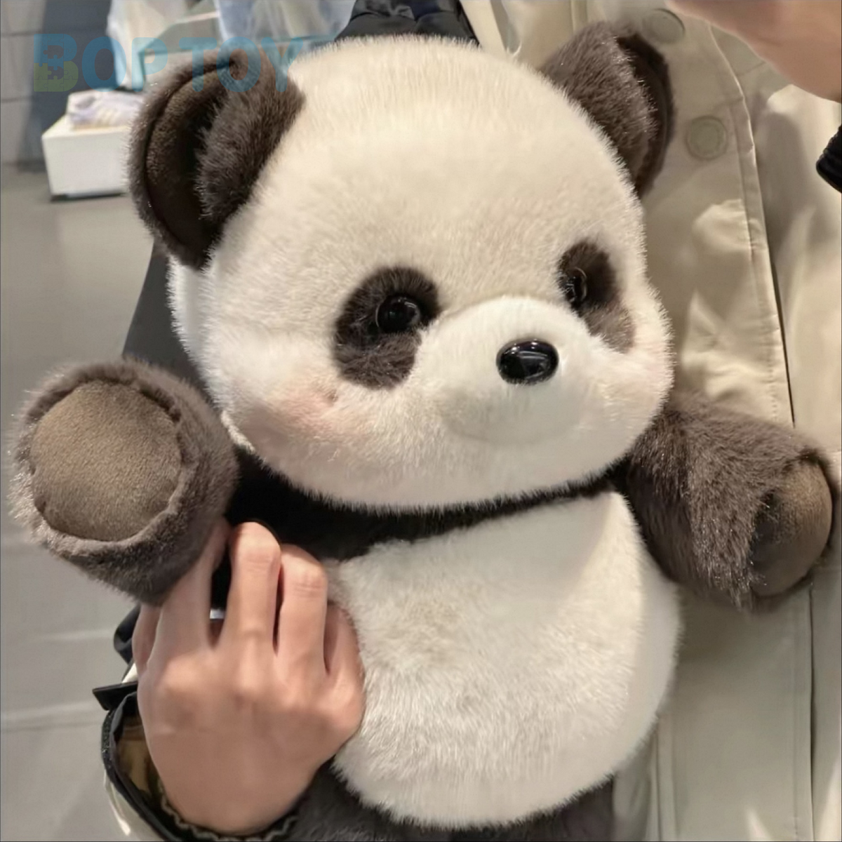 43 cm fluffy panda plush, actual black photograph