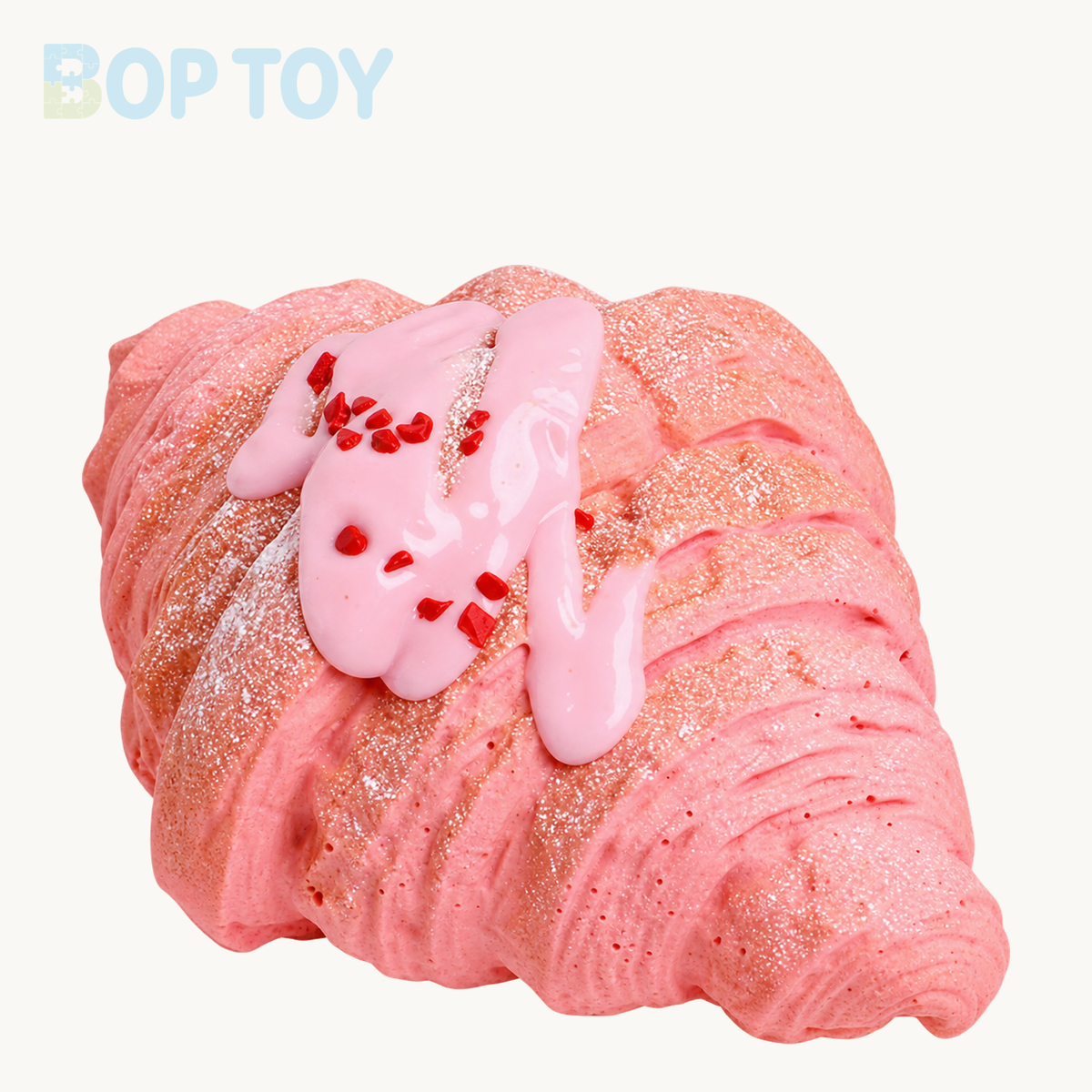 Slow Rising Squishy Croissant Stress Relief Decompression Toy – Strawberry Pink – BOP TOY