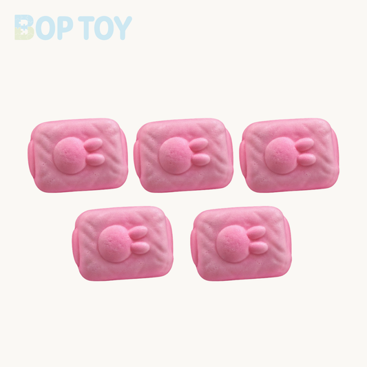 5pcs Mini Rabbit Quilt Slow Rising Squishy Stress Relief Decompression Toy – Random Color – BOP TOY