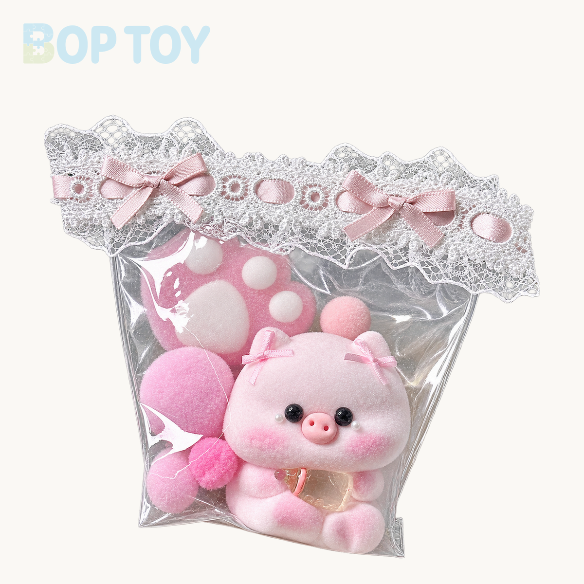 Flocked Pink Pig Taba Squishy Toy – 1 or 2 Pieces – 1pc – BOP TOY