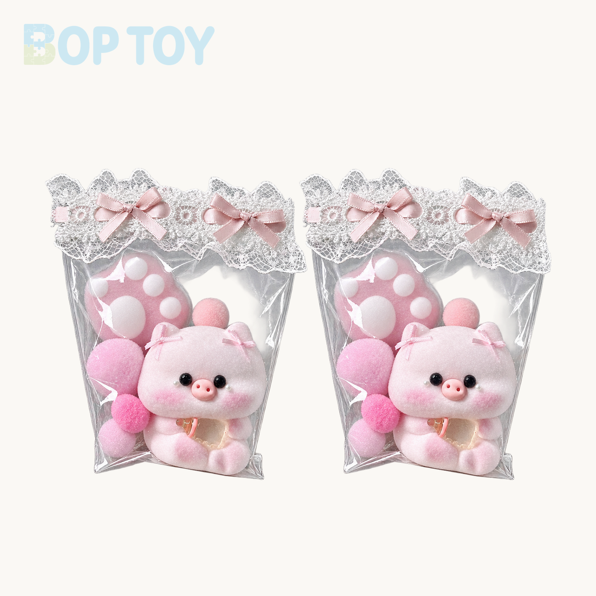 Flocked Pink Pig Taba Squishy Toy – 1 or 2 Pieces – 2pcs – BOP TOY