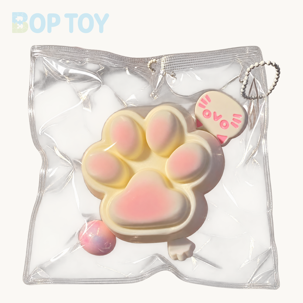 Cat's Paw Taba Squishy Toy – Beige & Pink – Beige & Pink – BOP TOY
