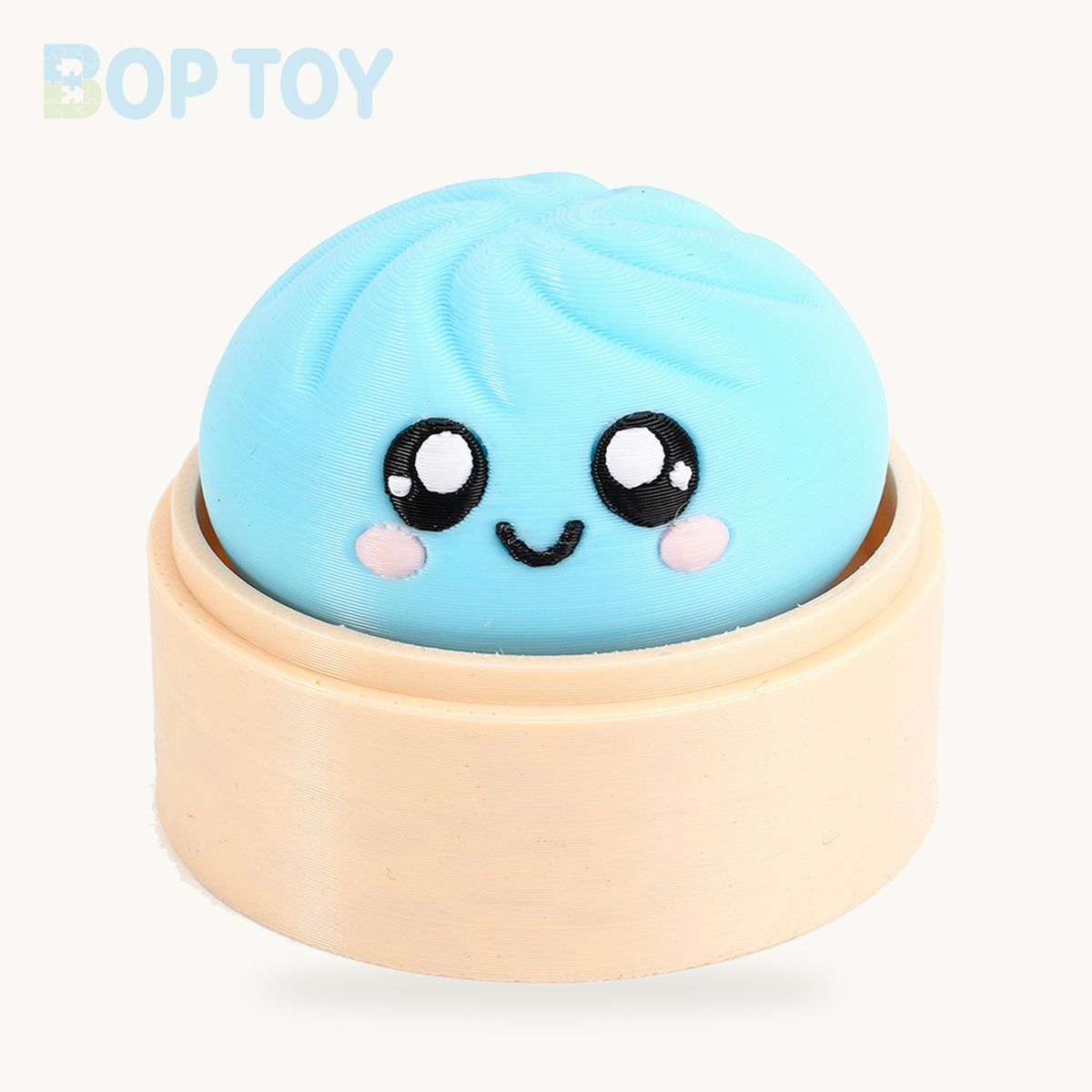 Baozi Button Fidget Toy - 23 Styles - Solid / Single - Ice Blue; base included, lid sold separately