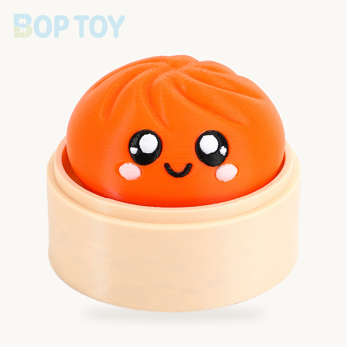 Baozi Button Fidget Toy - 23 Styles - Solid / Single - Orange; base included, lid sold separately