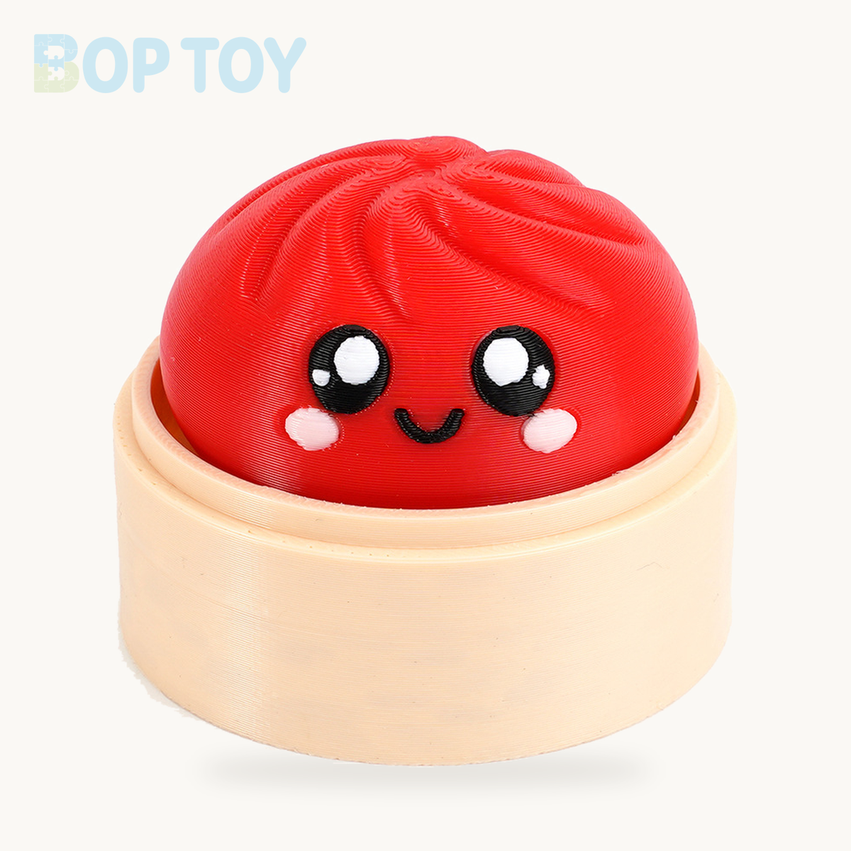 Baozi Button Fidget Toy - 23 Styles - Solid / Single - Red; base included, lid sold separately