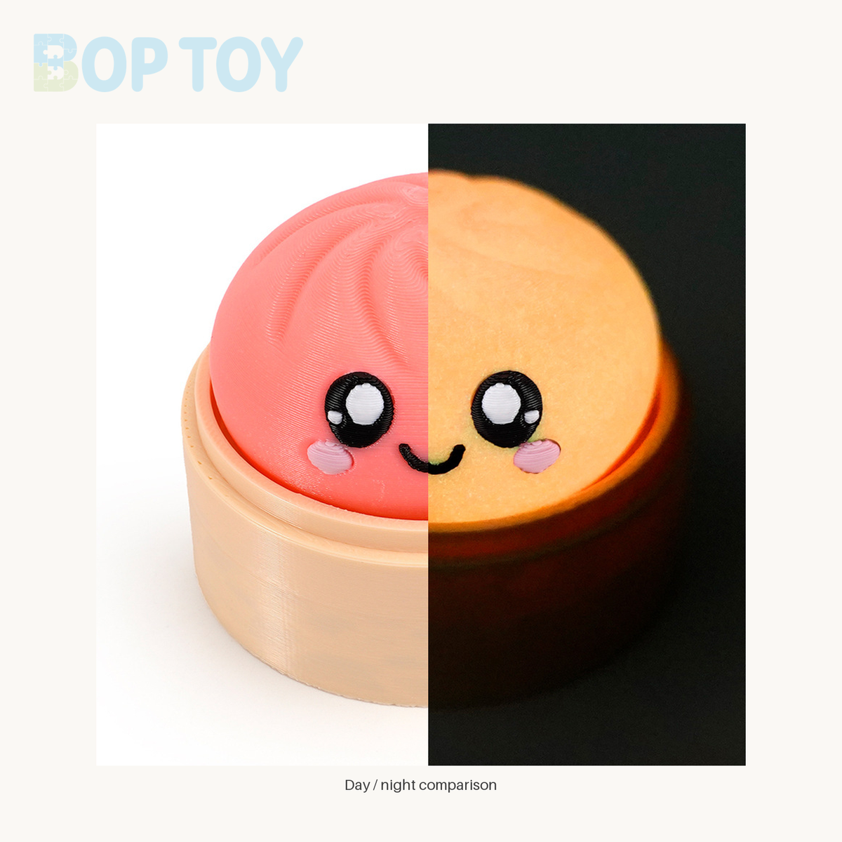 Baozi Button Fidget Toy - 23 Styles - Glow / Single - Pink; base included, lid sold separately