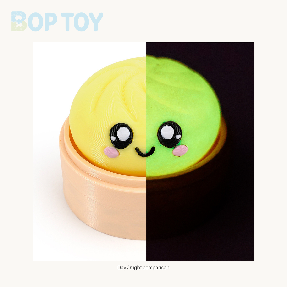 Baozi Button Fidget Toy - 23 Styles - Glow / Single - Yellow; base included, lid sold separately