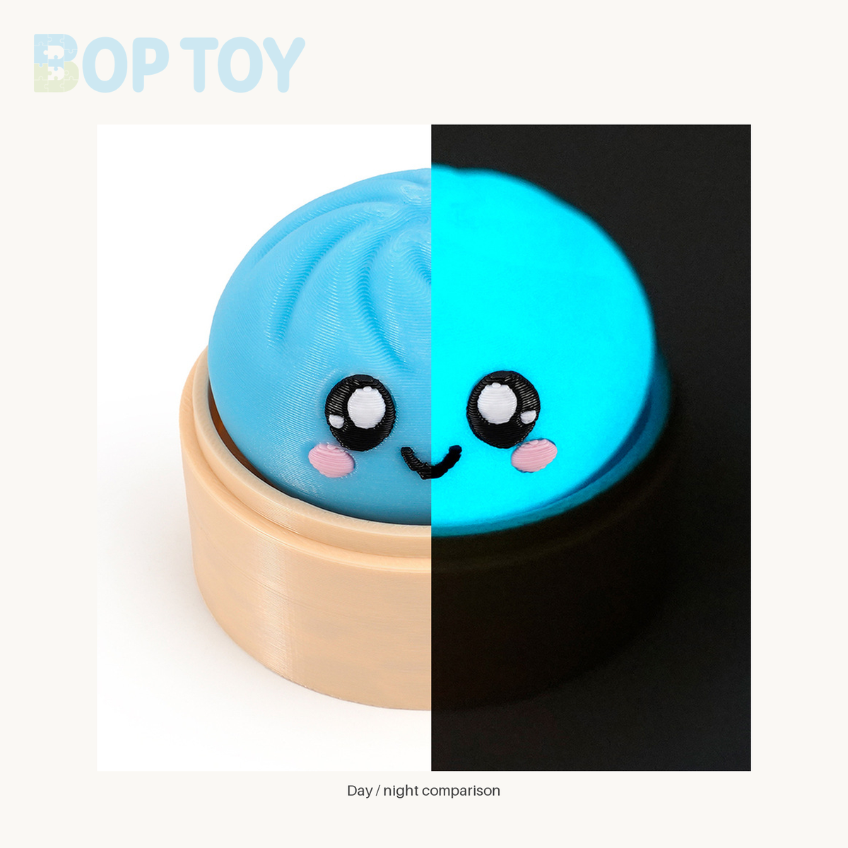 Baozi Button Fidget Toy - 23 Styles - Glow / Single - Blue; base included, lid sold separately
