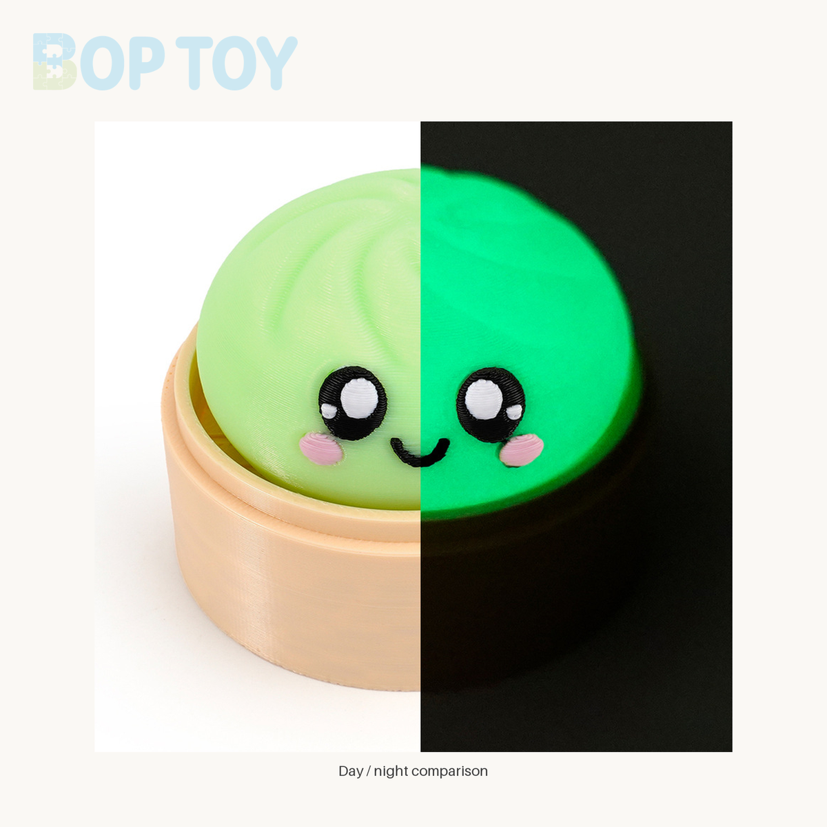 Baozi Button Fidget Toy - 23 Styles - Glow / Single - Green; base included, lid sold separately