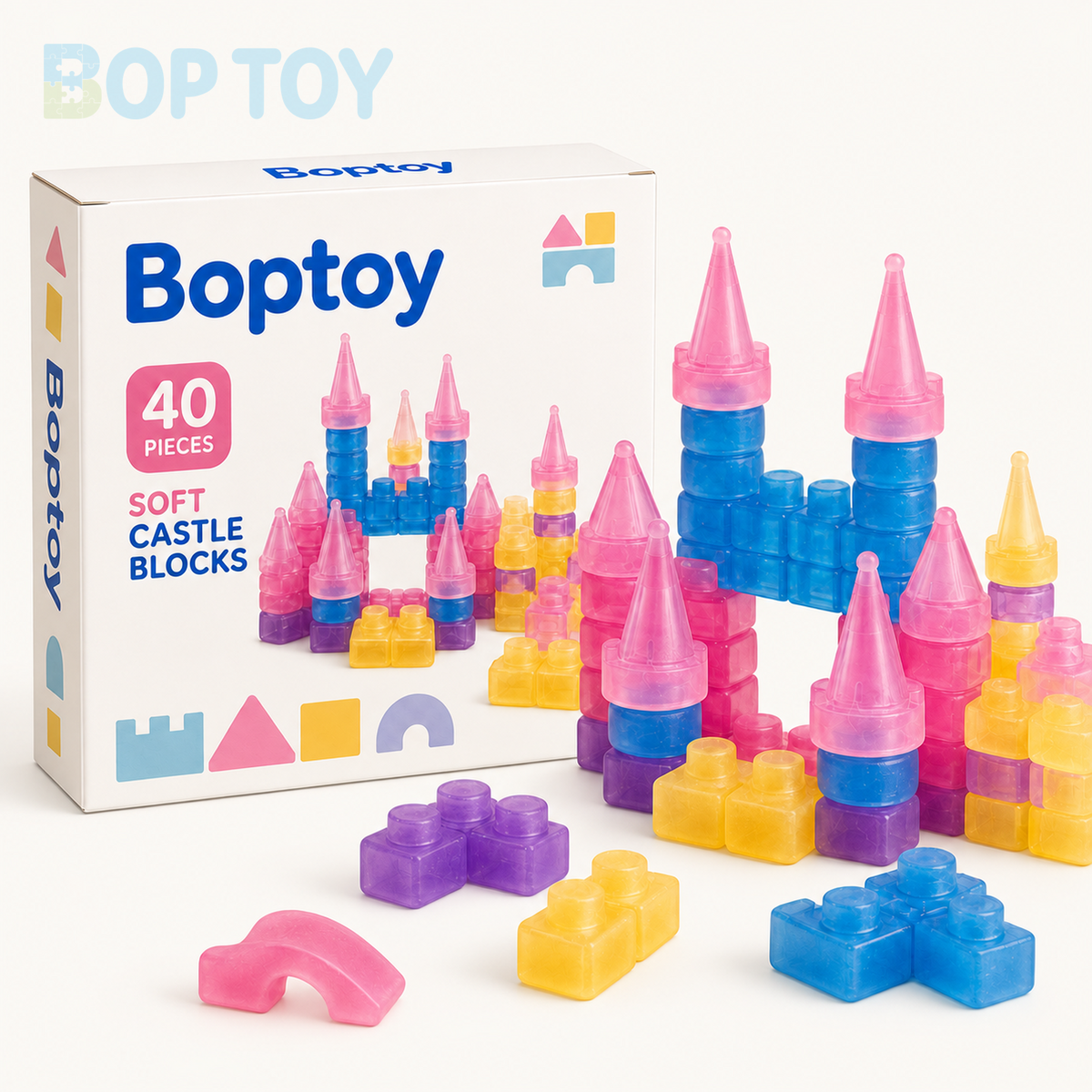 Magic Gummy Soft Castle Building Blocks Set – 40/56 Pieces - box 40 hero