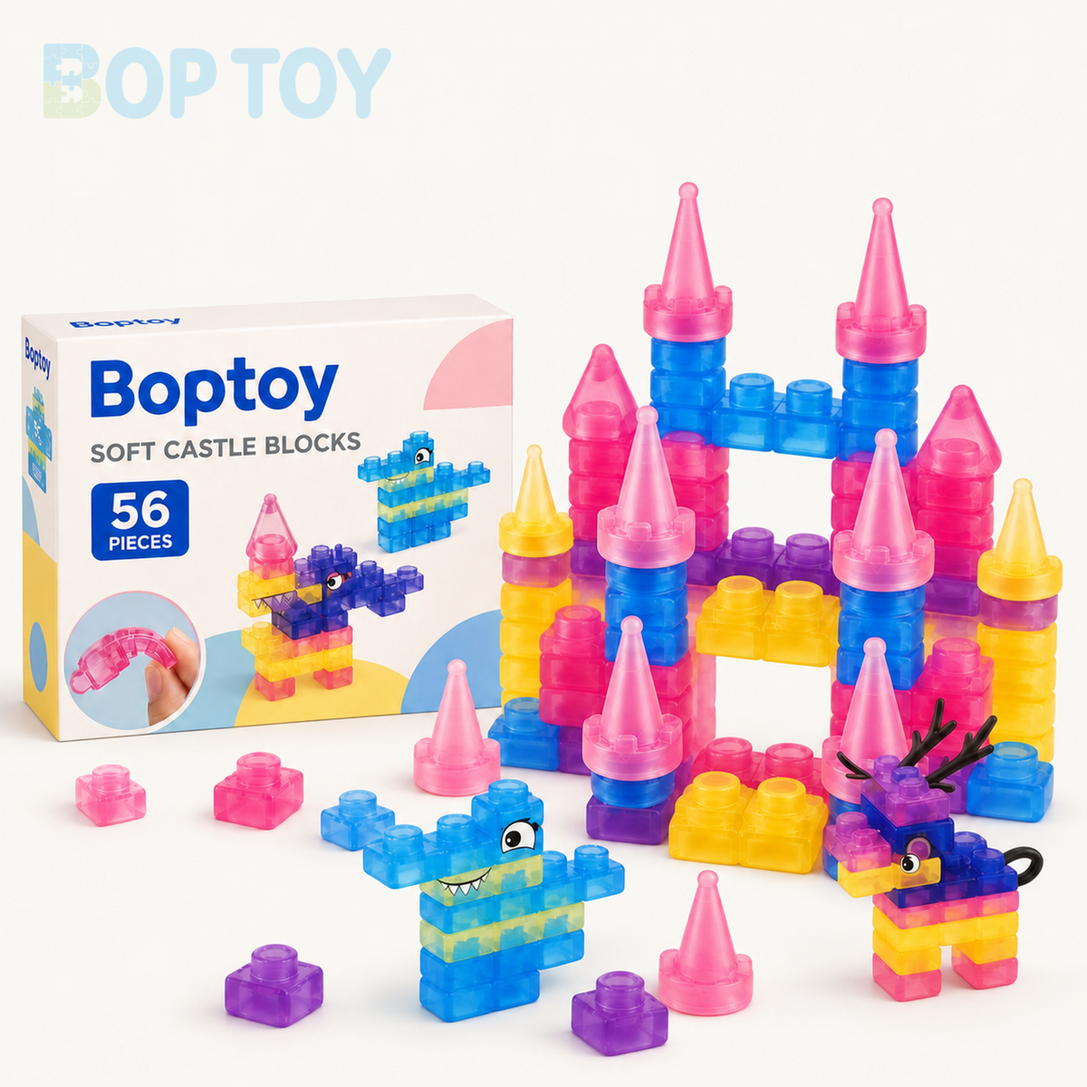 Magic Gummy Soft Castle Building Blocks Set – 40/56 Pieces - box 56