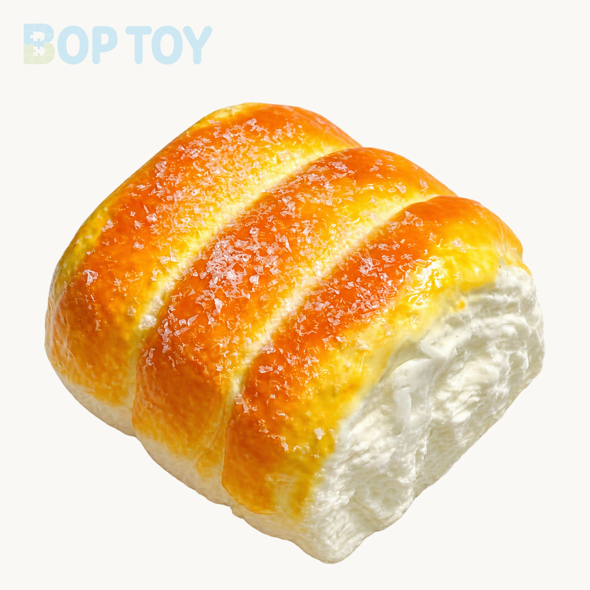 One bread roll Taba squishy toy on BOPTOY cream background