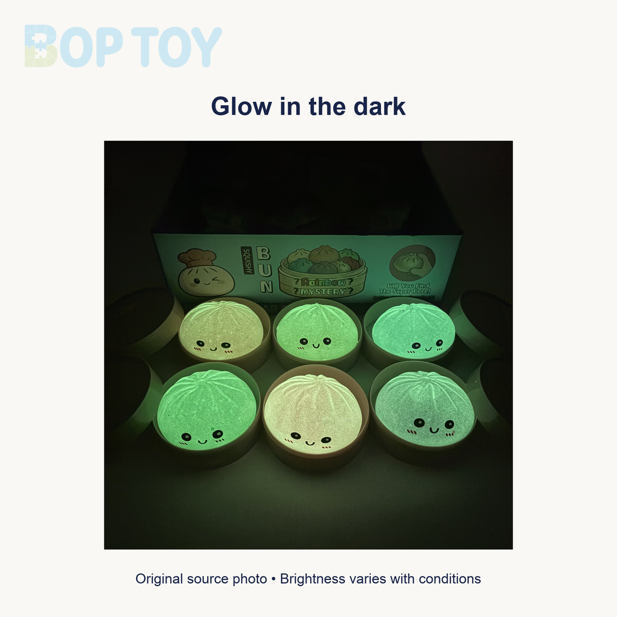 Original source photo showing luminous buns in darkness