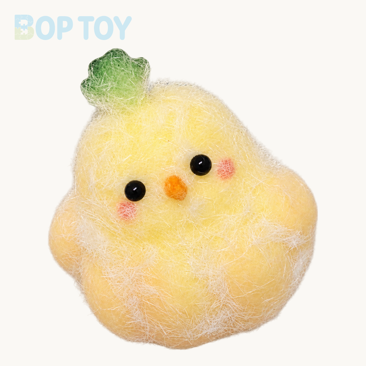 Sprout Chick Taba Squishy Toy — Yellow on BOPTOY cream background