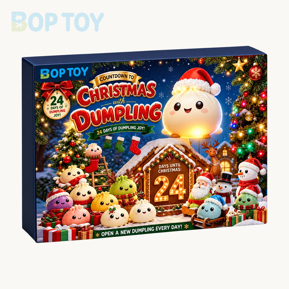 Christmas F countdown calendar gift box; one complete selected box; digitally branded packaging preview