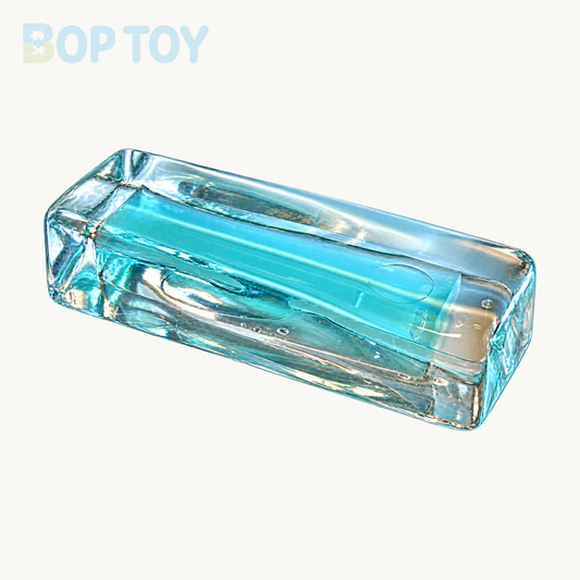Transparent Handmade Rectangle Ice Cube Taba Squishy Toy — Blue — BOP TOY