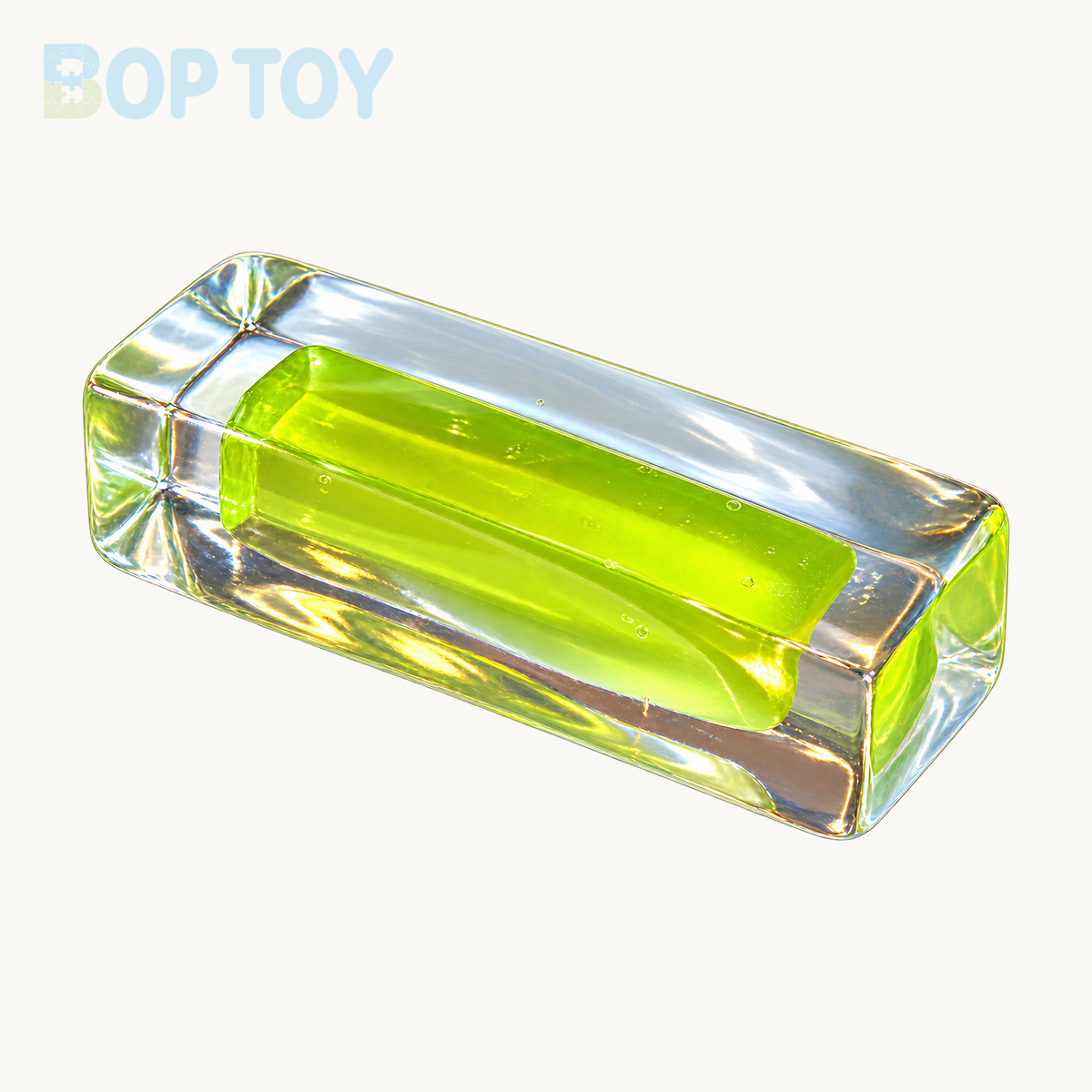 Transparent Handmade Rectangle Ice Cube Taba Squishy Toy — Yellow — BOP TOY
