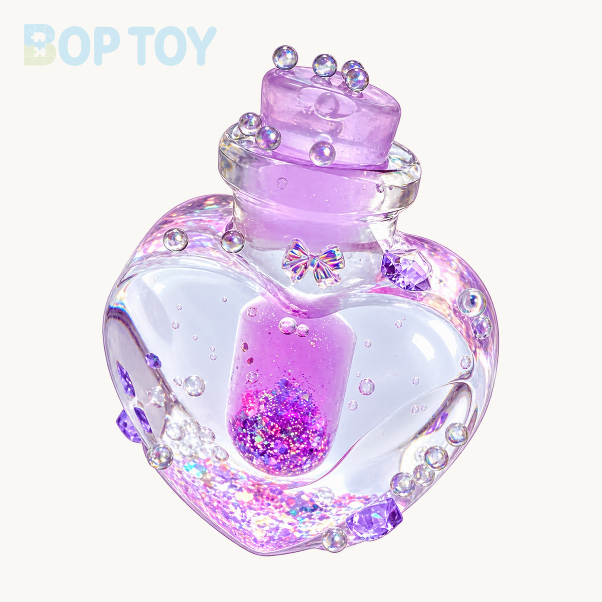 Transparent Heart Shape Wish Bottle Taba Squishy Toy — Purple — BOP TOY