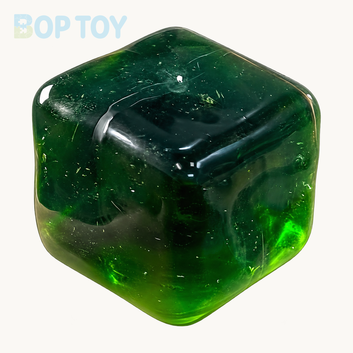 Dark Green Ice Cube Vasline Base Handmade Stress Ball — Dark Green — BOP TOY