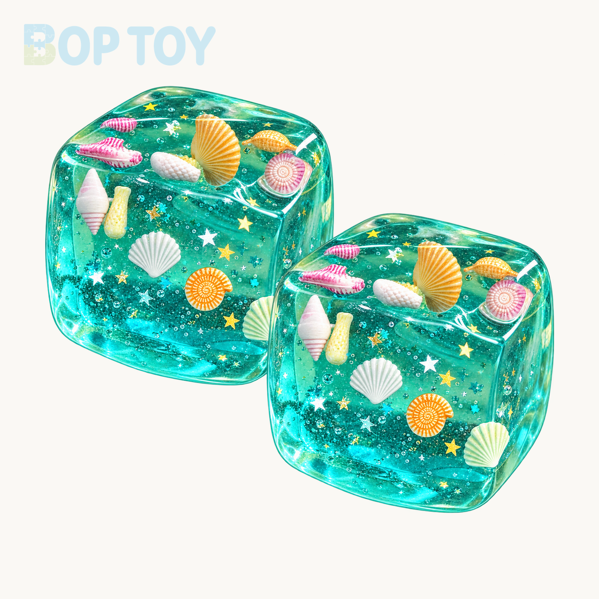 Sea Ice Cube Stress Ball Jelly Ball Squishy Stress Relief Decompression Toy — 2pcs — BOP TOY