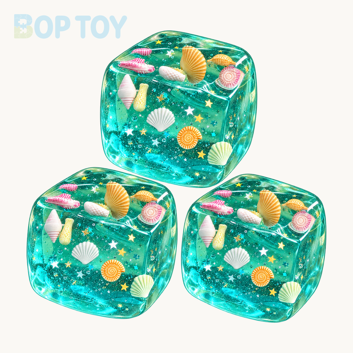 Sea Ice Cube Stress Ball Jelly Ball Squishy Stress Relief Decompression Toy — 3pcs — BOP TOY