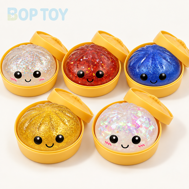 Glitter & Ribbon Bun Squishy with Steamer