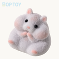 Grey flocked hamster taba squishy toy on BOPTOY cream background