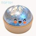 Light Blue happy bun squishy with blue confetti and beige steamer