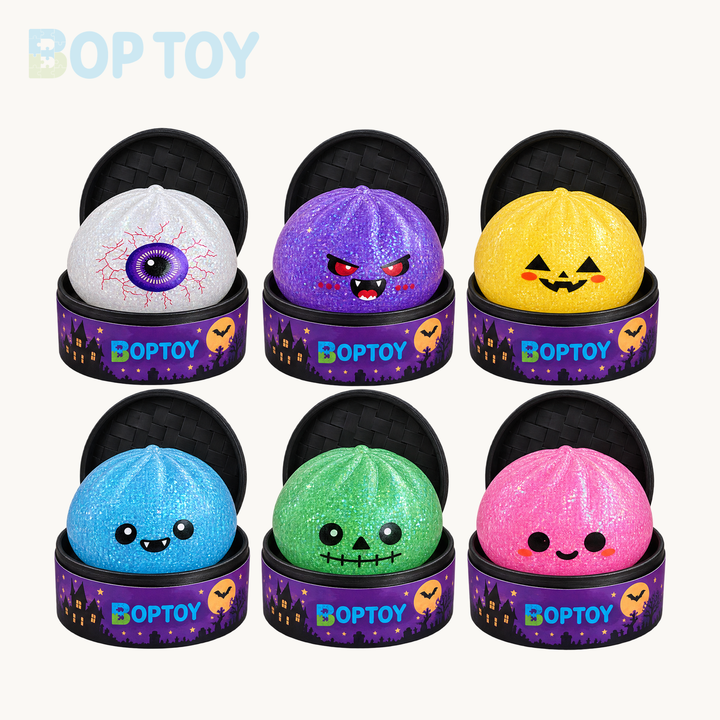 Halloween Mystery Glitter Bun Squishy with Black Steamer