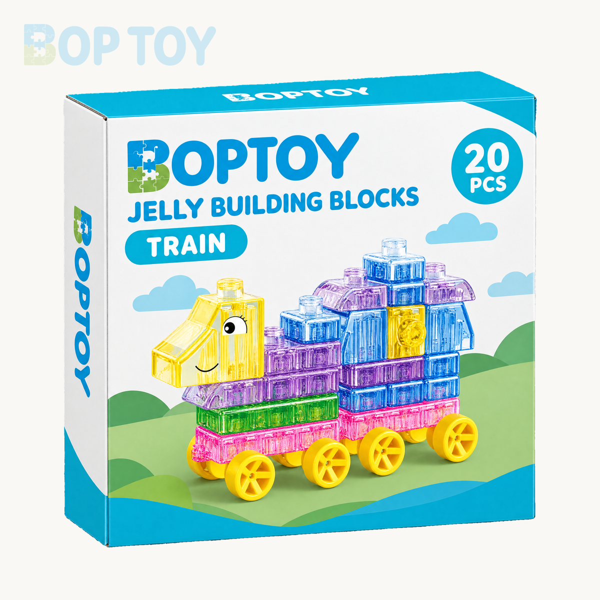 Train — 20PCS: BOPTOY retail packaging design preview, one selected box