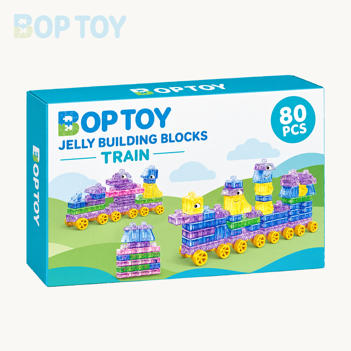 Train — 80PCS: BOPTOY retail packaging design preview, one selected box