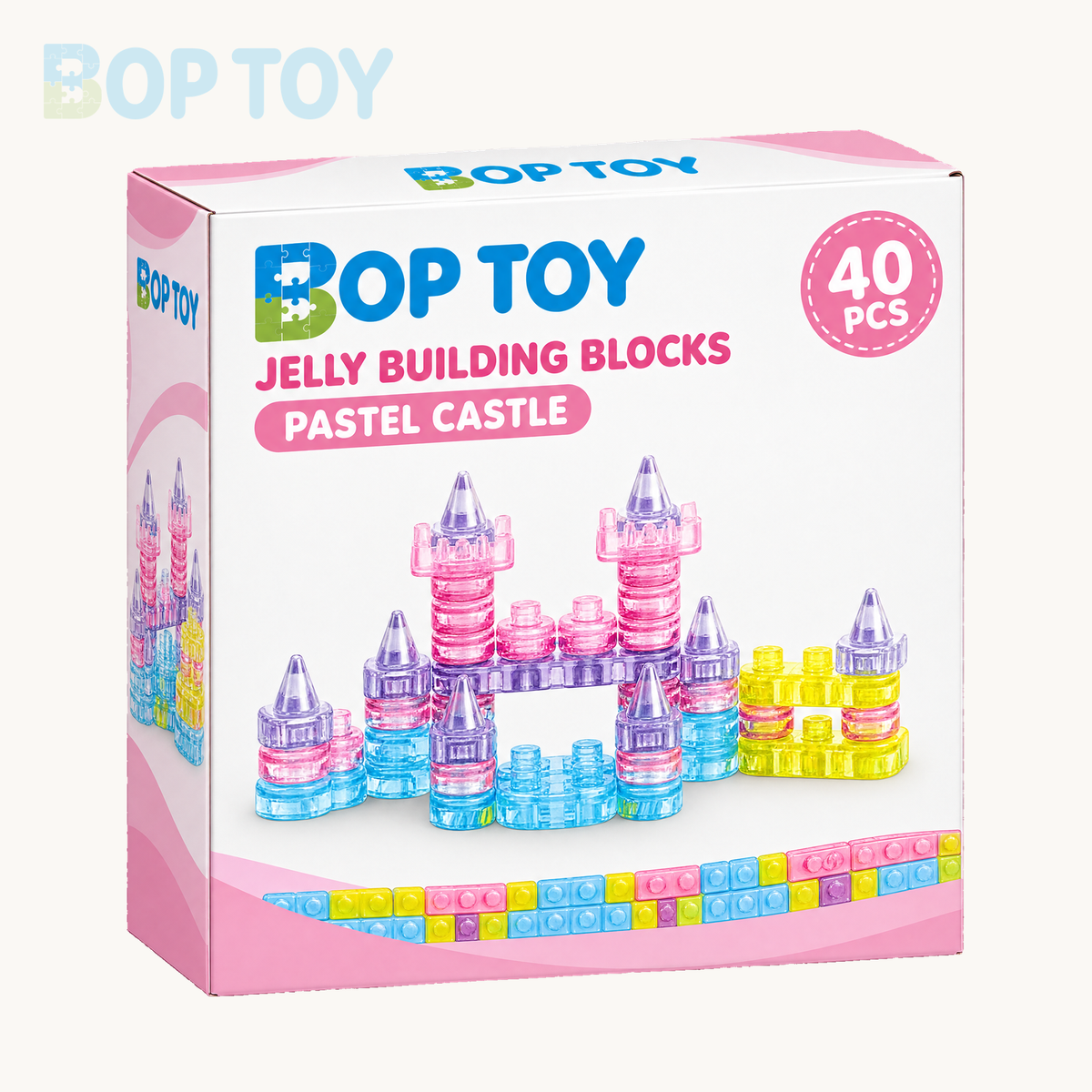 Pastel Castle — 40PCS: BOPTOY retail packaging design preview, one selected box