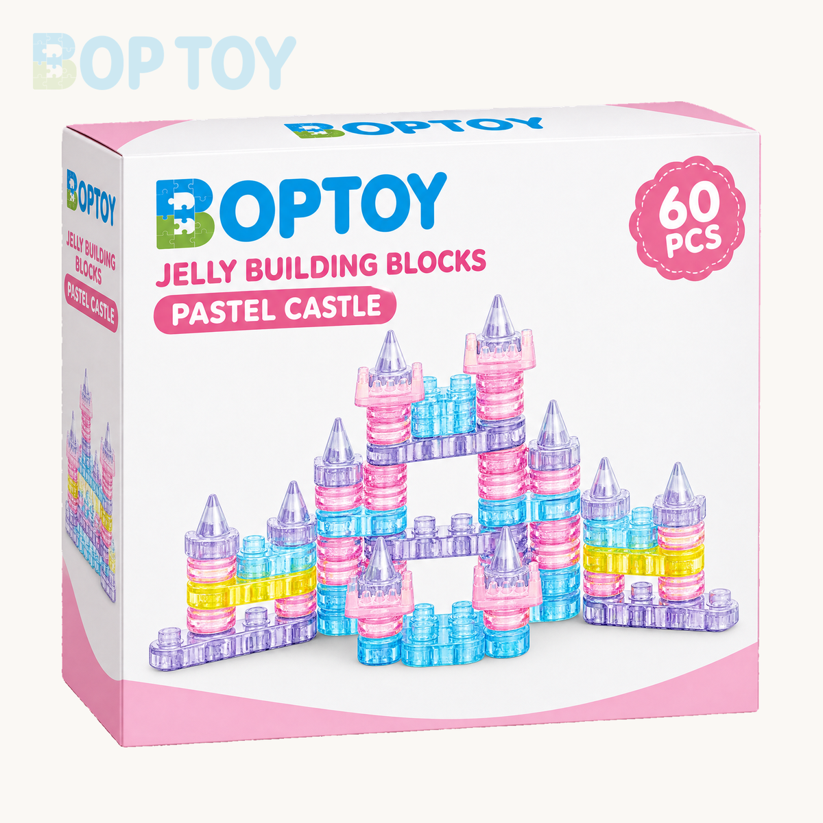 Pastel Castle — 60PCS: BOPTOY retail packaging design preview, one selected box