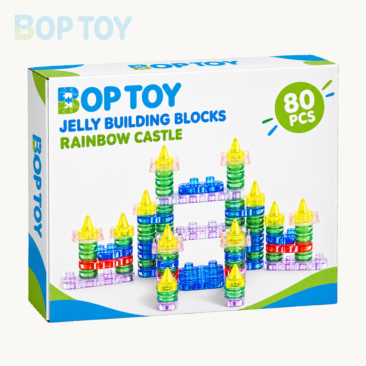 Rainbow Castle — 80PCS: BOPTOY retail packaging design preview, one selected box