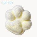 Handmade Cat Paw Stress Relief Taba Squishy Toy with Flocking — white & yellow on BOPTOY cream background