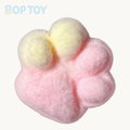 Handmade Cat Paw Stress Relief Taba Squishy Toy with Flocking — yellow & pink on BOPTOY cream background
