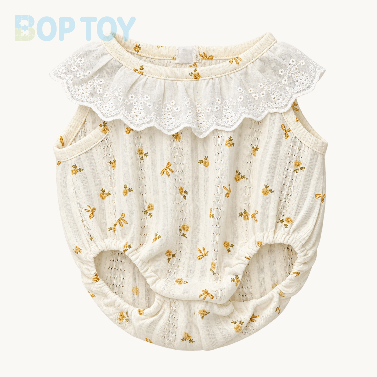Floral Lace Romper for 45 cm pig and cow plush; accessory only, plush not included