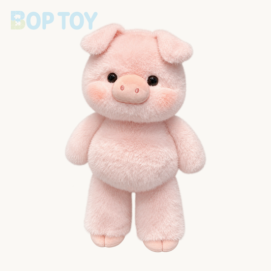 Huhu pink pig plush shown without clothing