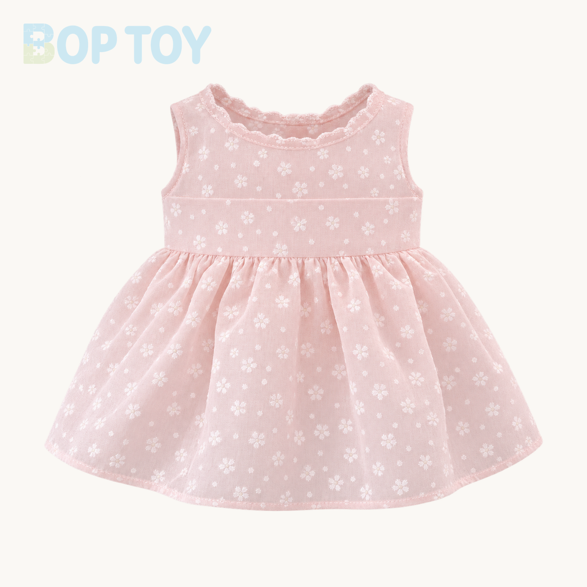 Pink Floral Lace Dress for 45 cm pig and cow plush; accessory only, plush not included