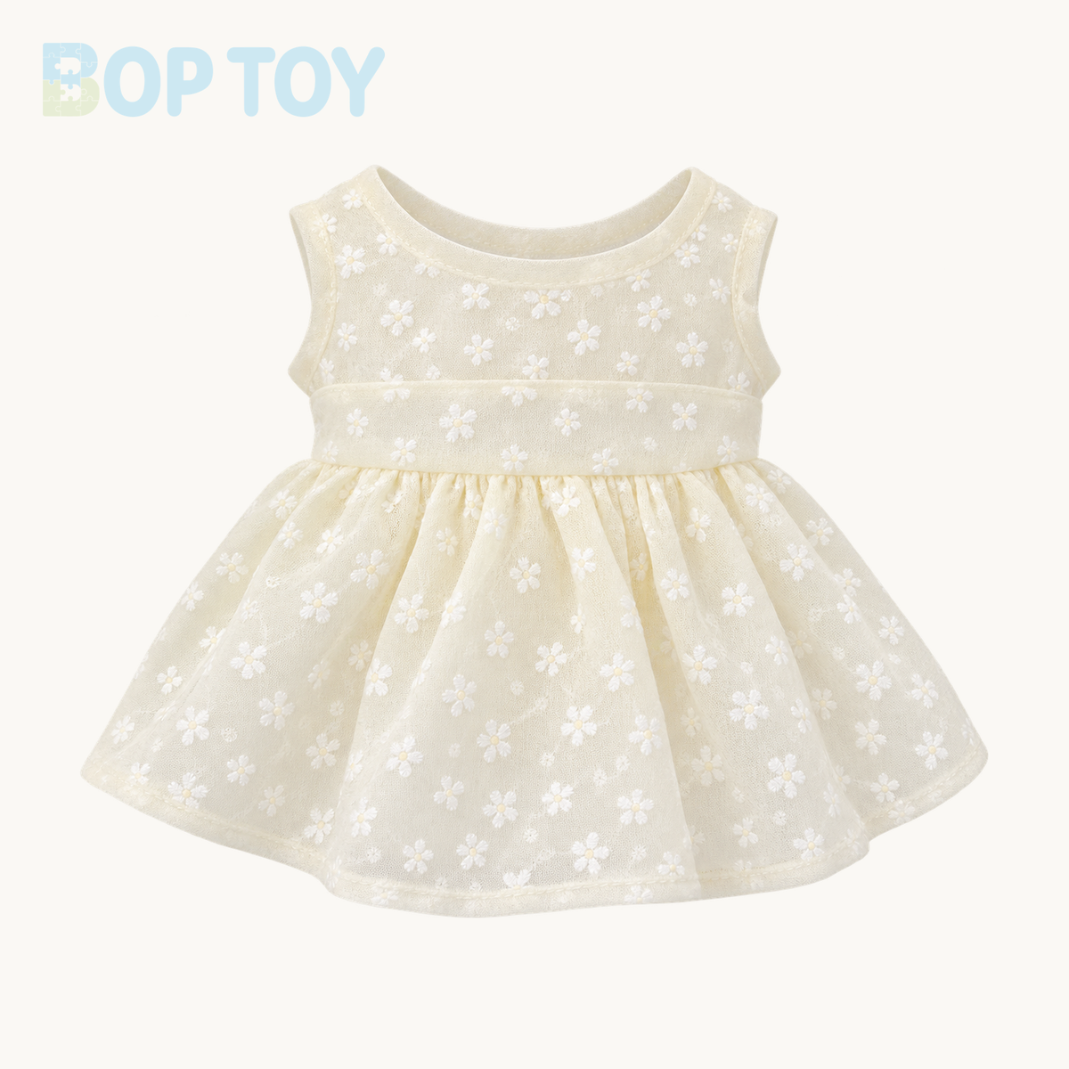 Yellow Floral Lace Dress for 45 cm pig and cow plush; accessory only, plush not included