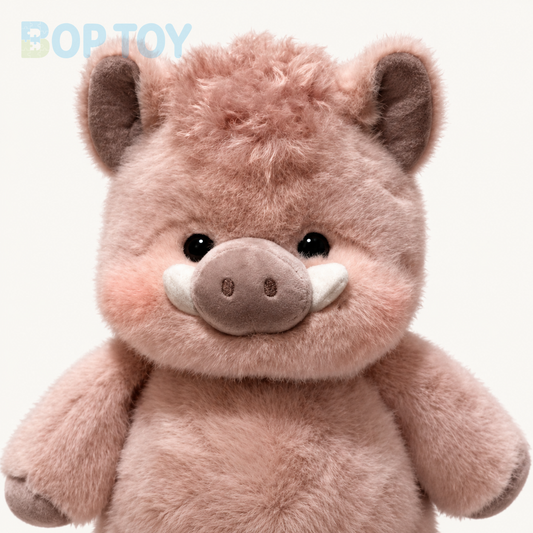 Yuyu pink boar plush shown without clothing