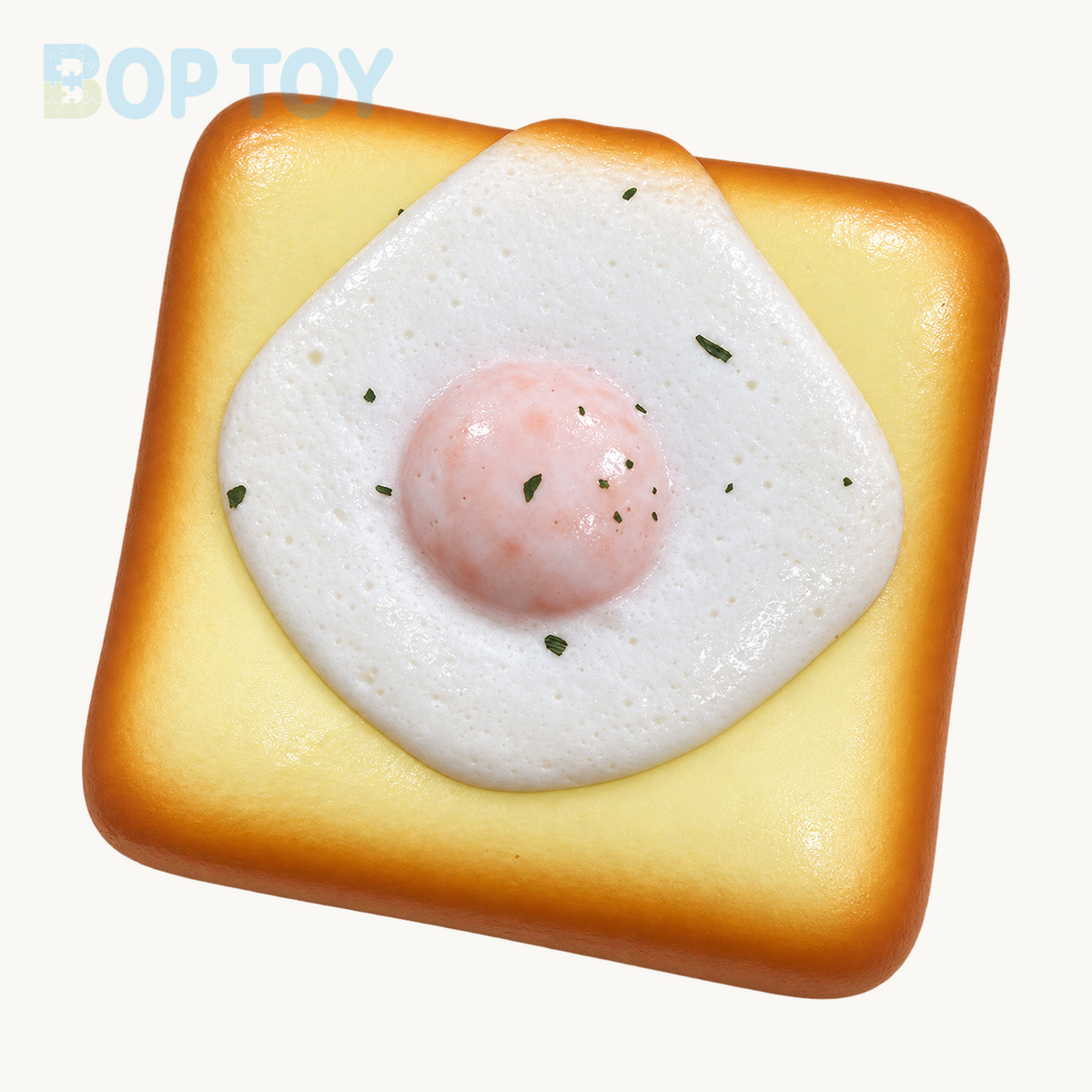 Slow Rising Squishy Egg Toast Stress Relief Decompression Toy — product-only hero — BOP TOY