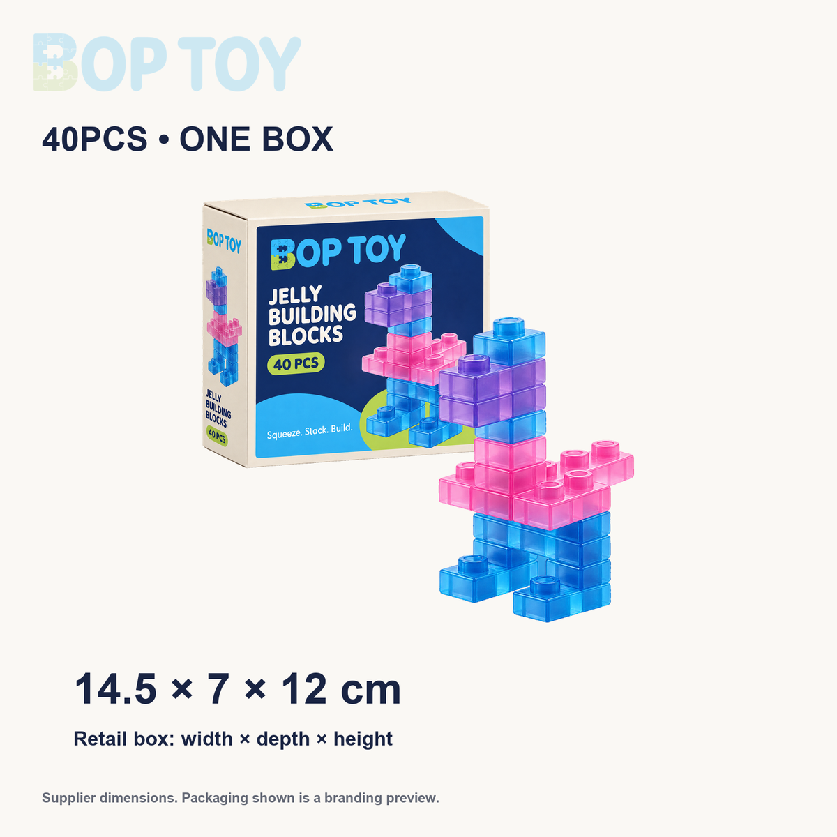 40PCS retail box dimensions: 14.5 x 7 x 12 cm, width x depth x height
