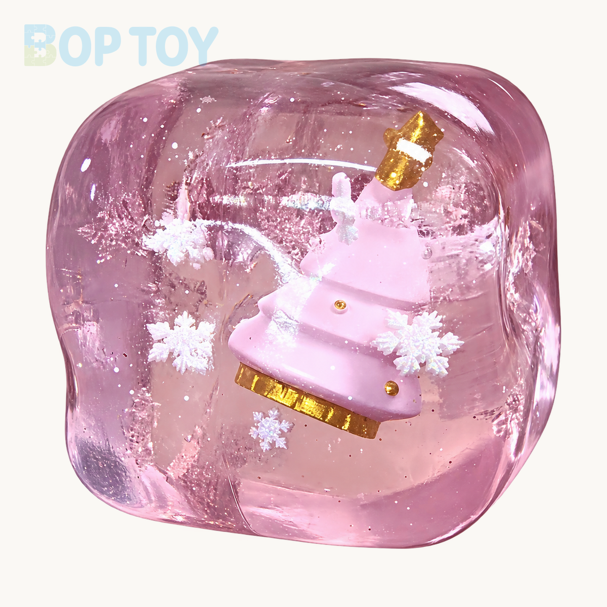 Christmas Series & Vaseline Base Stress Ball Squishy Stress Relief Decompression Toy — Pink & Christmas Tree — BOP TOY
