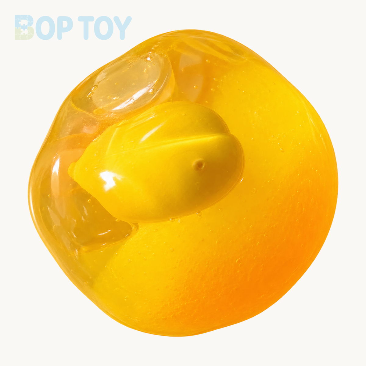 Crisp Satisfying Sound Stress Ball Collection Relief Decompression Toy — Yellow Mango — BOP TOY