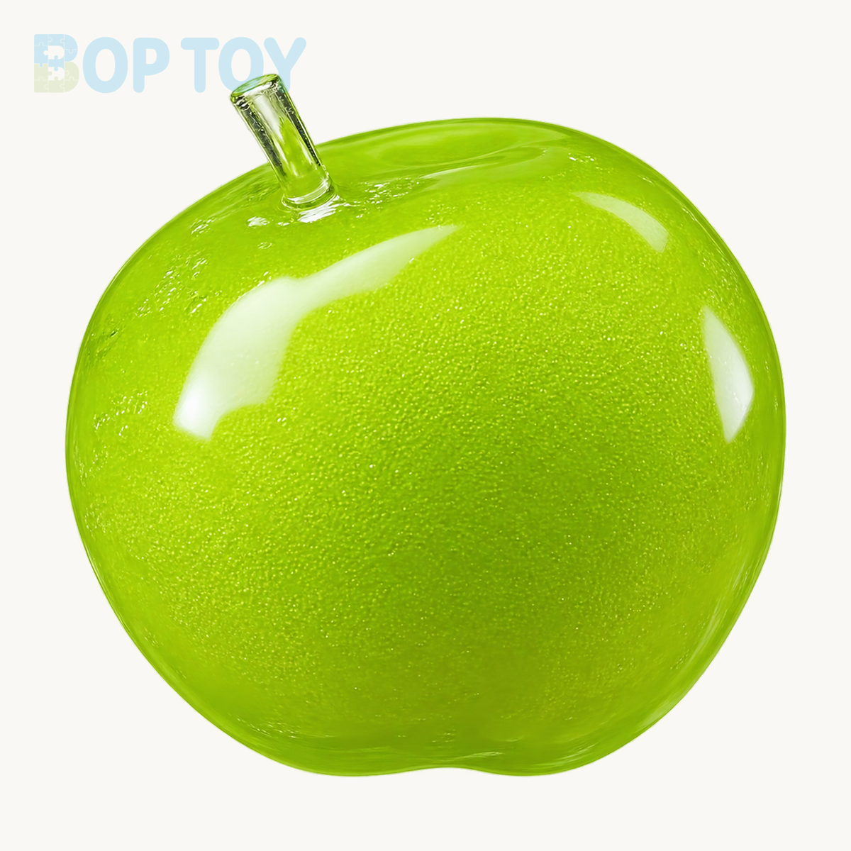 Crisp Satisfying Sound Stress Ball Collection Relief Decompression Toy — Green Apple Shape — BOP TOY