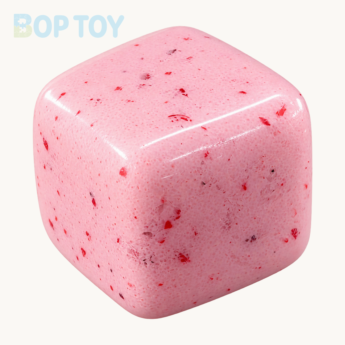 Crisp Satisfying Sound Stress Ball Collection Relief Decompression Toy — Pink Square — BOP TOY