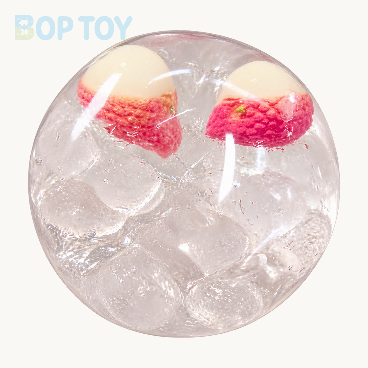 Fruit Hard Candy & Vaseline Base Stress Ball Squishy Stress Relief Decompression Toy — White Lychee Hard Candy — BOP TOY