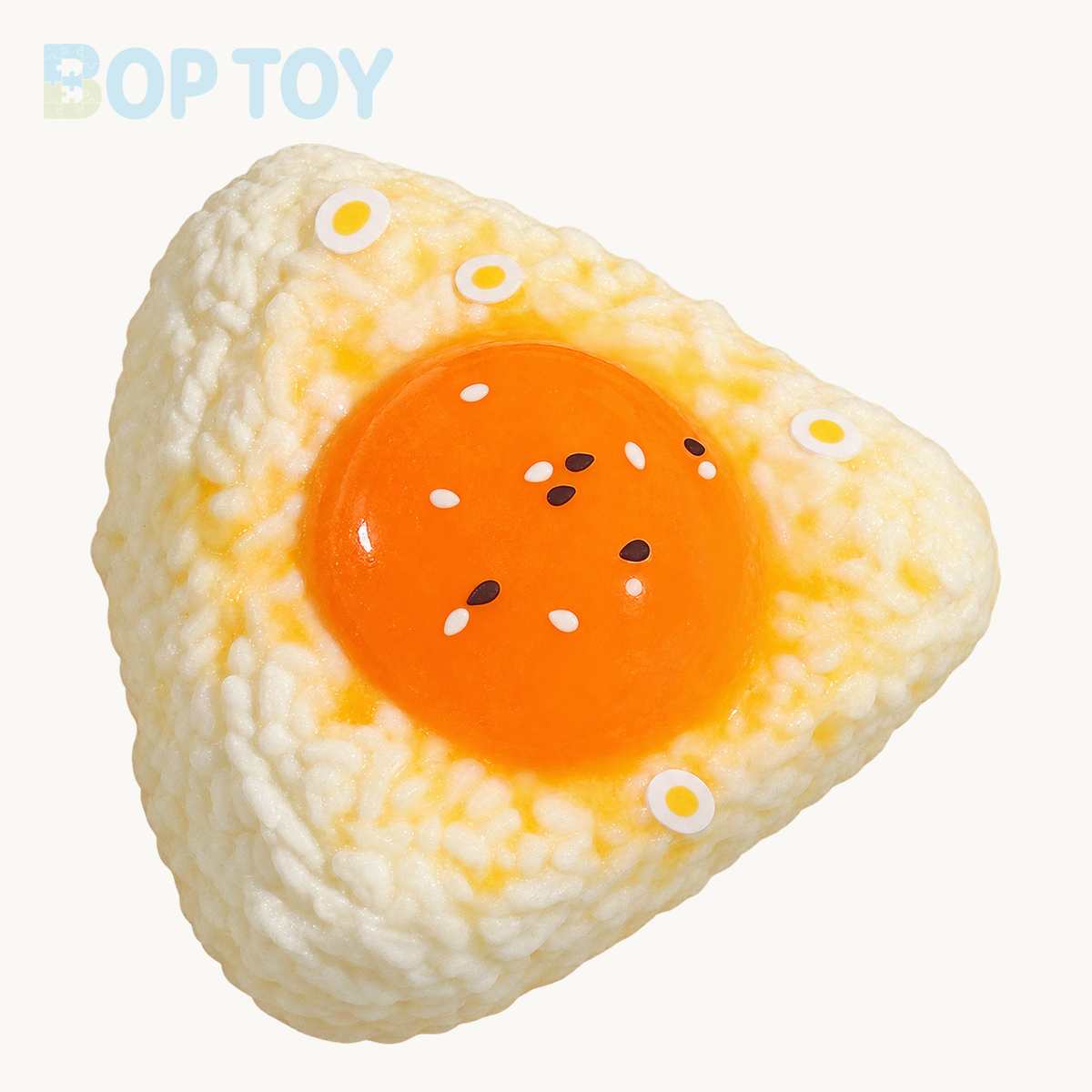Rice Ball with Eggs Taba Squishy Toy – White with egg – BOP TOY