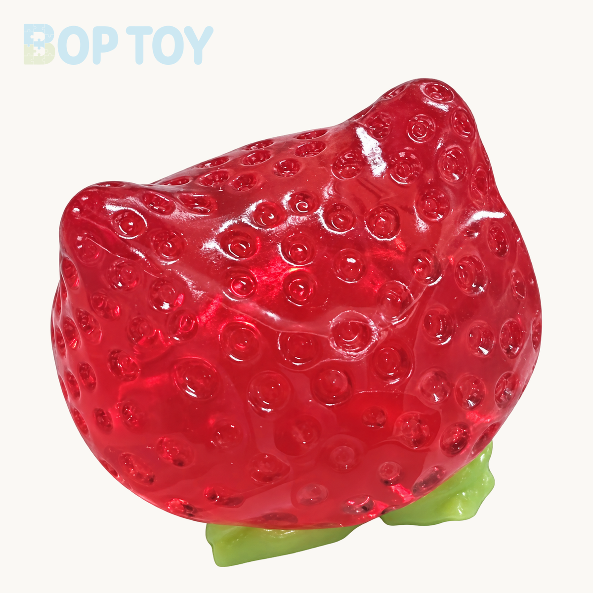 Transparent Cat Head Strawberry Taba Squishy Toy – Transparent Red – BOP TOY